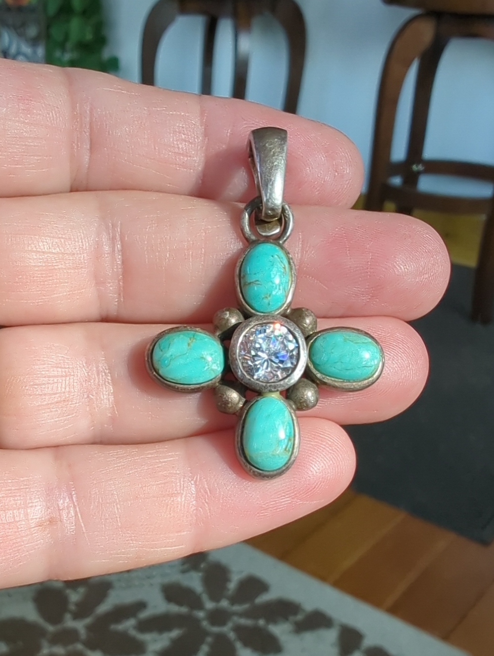 Barse & Co. Turquoise 925 Sterling Silver Cross Pendant